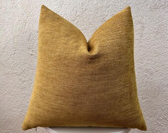 Jasmine Yellow Linen Pillow Cover, Solid Yellow Lumbar Pillow, Decorative Yellow Pillow, Linen Throw Pillow, Yellow Euro Sham