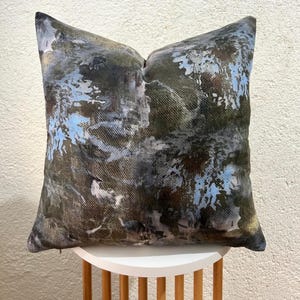 Brown and blue cotton velvet pillow cover, brown flower pillowcase, brown taupe accent pillow, bohemian euro sham cover, boho chic pillow