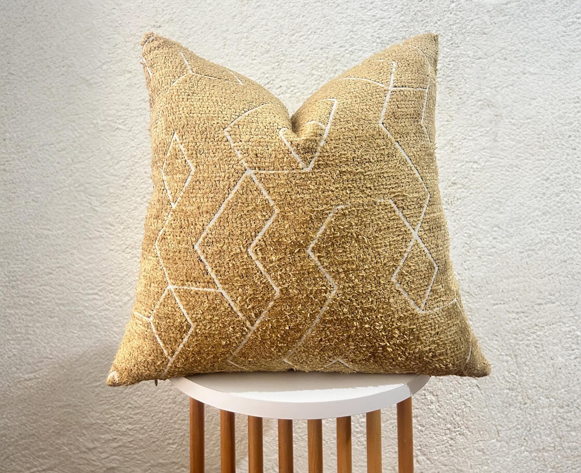 Geometric Textured Pillow Cover, Boho Mustard and White Throw Pillow, Decorative Accent Cushion Cover, Euro Sham Cover, Boho Home Decor