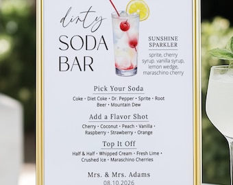 Soda Bar Menu for Wedding, Printable Drink Menu Template, Customizable Non-Alcoholic Party Sign, Fun Soda Decor