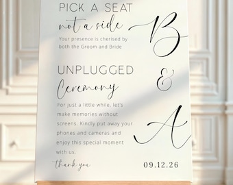 Open Seating Sign Template, Unplugged Ceremony Sign, Choose Your Seat, Wedding Welcome Sign, Not a Side Decor