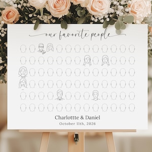 Wedding Guest Book with Faces 2, Creative Sign In, Draw Your Portrait, Fun Interactive Wedding Keepsake