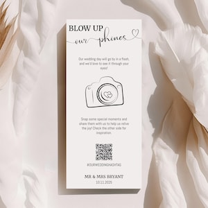 Blow Up Phones Wedding Game - QR Code Photo Hunt - Interactive Wedding Reception Game - Editable Template