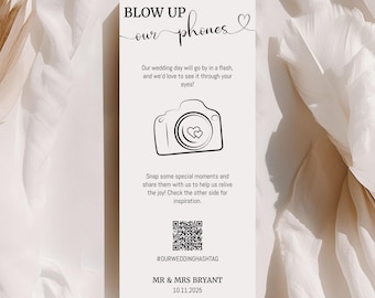 Blow Up Phones Wedding Game - QR Code Photo Hunt - Interactive Wedding Reception Game - Editable Template