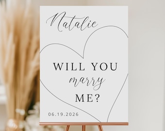 Will You Marry Me Sign Template, Personalized Proposal Photo Prop, Engagement Sign, Digital Download, Editable