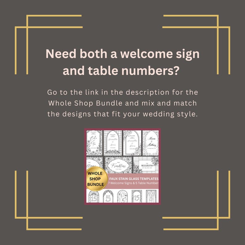 Faux Stained Glass Wedding Sign Template, Elegant DIY Design, Customizable Decor for Your Wedding Celebration image 5