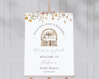 Book Themed Bridal Shower Welcome Sign - A New Chapter Begins - Printable Template - Library Decor - Storybook Style - SBB20