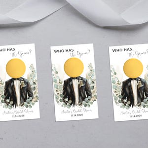 Qui a le marié ? Jeu de grattage personnalisé pour la douche nuptiale, amusement personnalisé pour les mariages