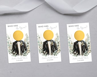Wer hat den Bräutigam? Personalisiertes Brautparty Rubbelbild Spiel, personalisierter Spaß für Hochzeiten
