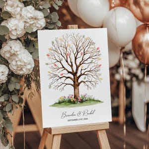 Wedding Guestbook Thumbprints Digital Template, Personalized Thumbprint Tree, Unique Wedding Keepsake, Printable Guestbook Sign&quot;
