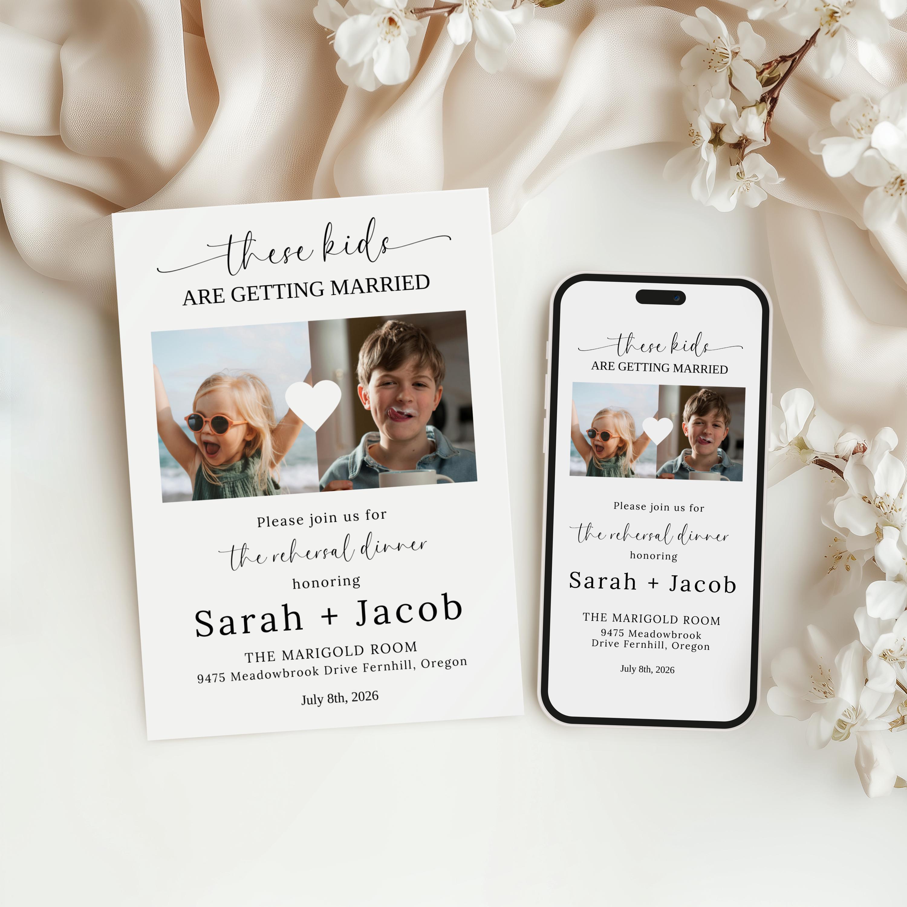 These Kids Are Getting Married Invitation, Editable Rehearsal