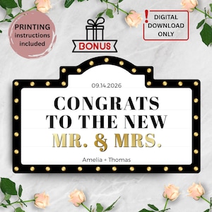 Wedding Bottle Service Sign 2, Customizable Marquee Reception Sign Template, Personalized Wedding Decor, Event Entrance Sign Ideas - MS200