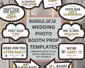 Wedding Photo Booth Prop Templates, Funny Signs for Weddings, Party Decor, Bridal Shower, Fun Photo Props Collection