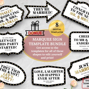 Wedding Bottle Service Sign Bundle of 8, Customizable Reception Sign Template, Personalized Wedding Decor, Event Entrance Sign Ideas - MS200