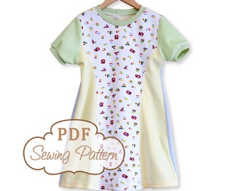 Sunshine Dress Sewing Pattern - Printable PDF - Girls Sizes 2 through 8 - Long and short sleeve - Instant Download