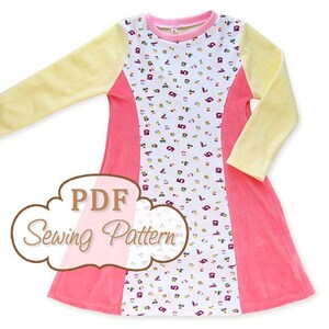 Sunshine Dress Sewing Pattern Printable PDF Girls Sizes 2 through 8 Long and short sleeve Instant Download image 2