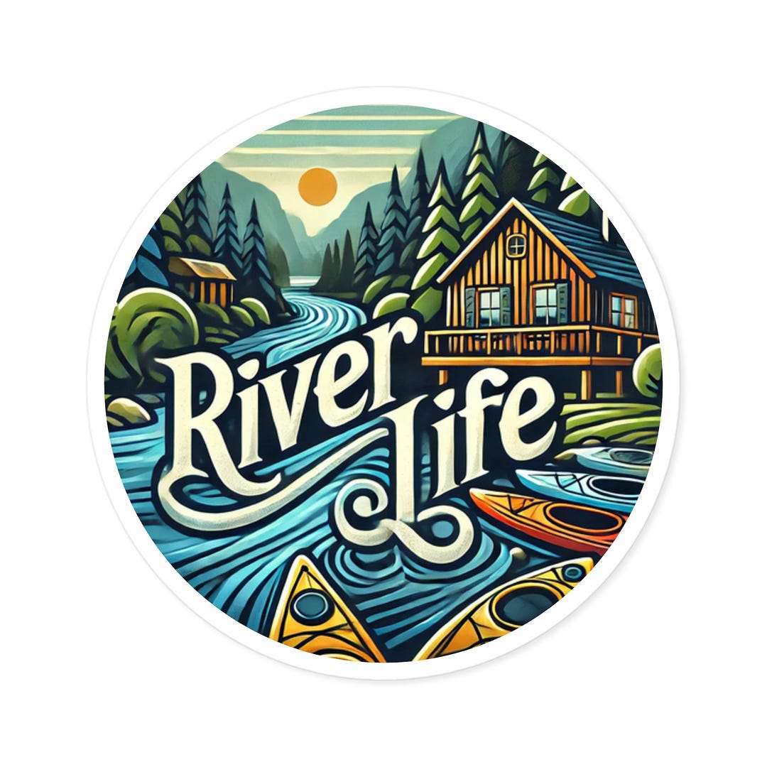 Row Water Sticker River Life Round Stickers, Water-themed Decal, Outdoor Adventure ...