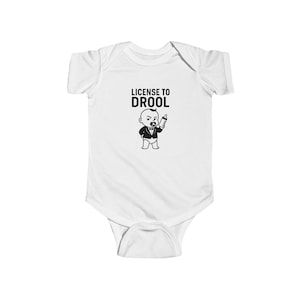 Funny Baby Onesie - License to Drool, James Bond Theme, Baby Shower Gift, Newborn Bodysuit, Funny Baby Outfit