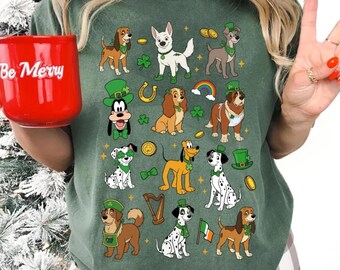 Disney Dogs St. Patrick’s Day Shirt, Pluto Lady Tramp Dalmatians Lucky Clover Tee, Disney Dogs Lover Gift, Cute Puppy St Pattys Day Outfit