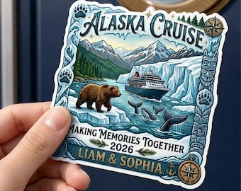 Custom Alaska Cruise Magnet, Personalized Family Vacation Keepsake, Alaska Trip Door Decor