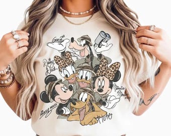 Retro Mickey and Friends Animal Kingdom Signatures Shirt, Magical Shirt, Disney Characters Shirt, Mickey & Co Gift, Disney Safari Tee