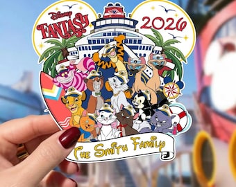 Customize Cat Characters Cruise Magnets, Marie Cheshire Tigger Cruise Door Decor, Family Vacation Magnet, Cruise Ship Stateroom, Cat Lovers