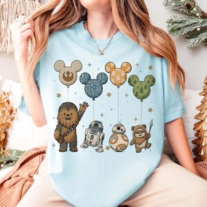 Retro Chewbacca R2D2 BB8 Ewok ballongtröja, Disney Star Wars ballongtröja, Star War Disneyland semestertröja, Star Wars presenttröja, Baby Yoda bild 4