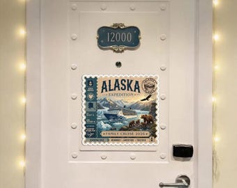 Personalized Alaska Cruise Door Magnet, Alaska Cruise Magnet, Custom Ship Name Decor, Stateroom Door Sign, Family Vacation Keepsake Gift