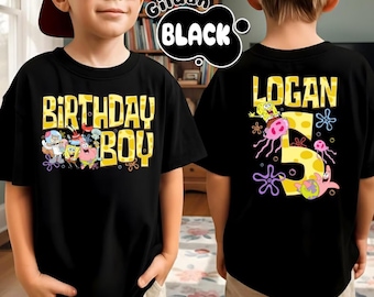 Sponge Birthday Family T-Shirts, Cartoon Fan Gift, Matching Family Outfits, Kids Birthday Shirt, Toddler Birthday Tee
