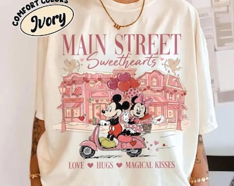 Comfort Colors Disney Main Street Shirt, Mickey & Minnie Valentine Tee, Disney Sweethearts Couple, Disney Valentine Couple Main Street Shirt