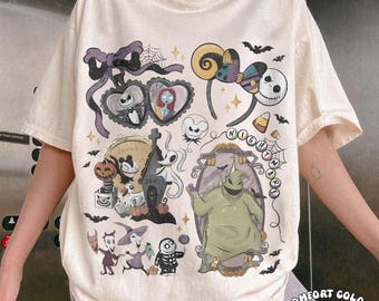 Disney Nightmare Before Christmas Retro T-Shirt, Jack Skellington and Sally Halloween Tee, Oogie Boogie Bash Family Trip Shirt