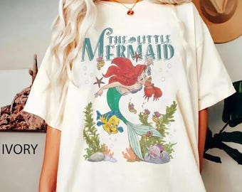 Camiseta retro vintage de Ariel La Sirenita, camiseta de Ariel Sirena, camiseta de princesa Disney, camiseta vintage retro de Ariel, camiseta de Ariel Flounder