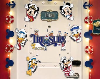 Personalized Treasure Door Magnet, Custom 2026 Cruise Ship Decor, Mickey Minnie Family Vacation Trip, Stateroom Gift, Sailing Sign