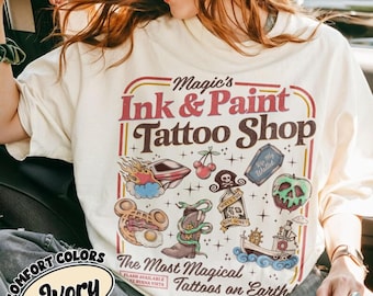 Vintage Magic Tattoo Shop Comfort Color Shirt, Retro Theme Park Ink Art Tee, Y2K Vintage Vacation Graphic Shirt, Family Trip Gift