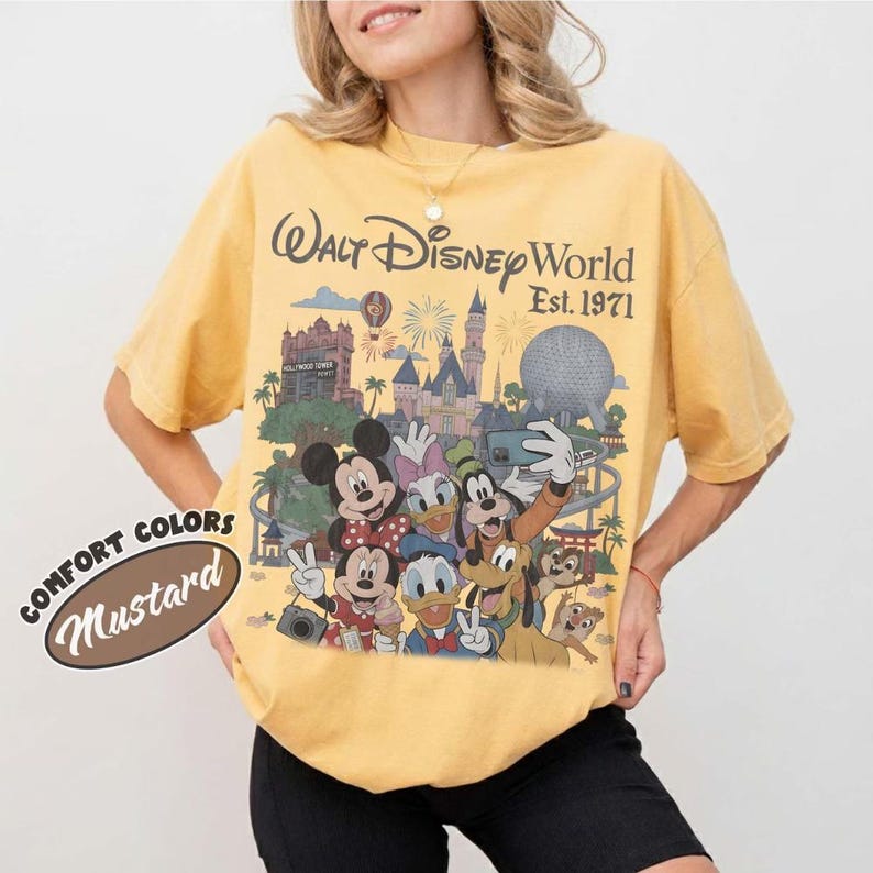 Retro Walt Disney World T-Shirt with Mickey and Friends, Magic Kingdom Castle Tee, Hollywood Studios and Epcot Shirt image 4