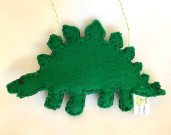 Felt Stegosaurus Ornament-Gift Card Holder-Heirloom Ornament-Handmade Holiday Gifts-Planner Accessories-Personalized Gift-Dinosaur Ornament