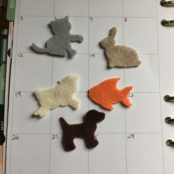 Pets-Mini Animal Felt Shapes-Party Favors-Fish Quiet Book Decorations-Bible Journaling-Planner-Embellishments-Iron On Applique-Felt Shapes