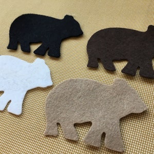 Wool Felt Small Bears-Applique-Penny Rug- Primitive Stitching Quilting Embellishments-Needle Felt-Wool-DIY Crafts-Illustrated Art Faith Tag