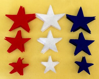 Patriotic Felt Stars-Americana Colors-45-Felt Stars-Red White and Blue-USA Flag Colors-Quiet Book Shapes-Embellishments-4th of July