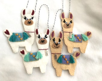 Wool Felt Llama Ornament-Handmade Llama-Alpaca Ornament-Gift-Mother's Day Gift-No Drama For Mama Llama-Spring Gift-Bookmark-Woman Gift
