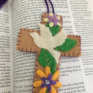 Felt Bookmark Crosses-Bible Journaling-Planner Accessory-Christian Women Gifts-Faith Inspired Gifts-Collage Art-Easter Gifts-Custom Bookmark image 4