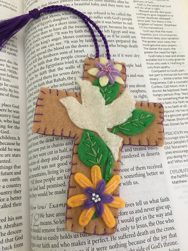 Felt Bookmark Crosses-Bible Journaling-Planner Accessory-Christian Women Gifts-Faith Inspired Gifts-Collage Art-Easter Gifts-Custom Bookmark image 4