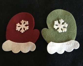 DIY Craft Kit-Felt Christmas Mittens-DIY Christmas Ornaments-Christmas Craft Kits-Mittens-Baby Ornament- Mittens with Snowflakes-Felt Pieces