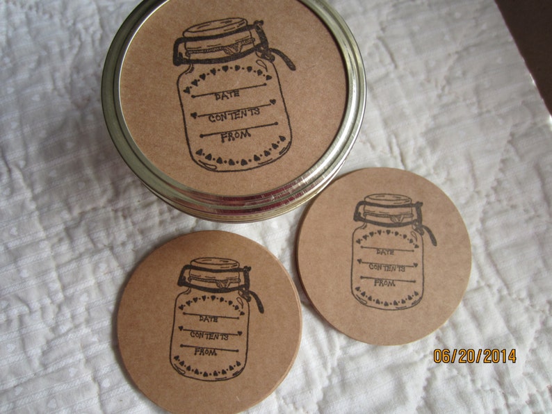 Wide Mouth Mason Jar Stickers-canning Jar Labels Circle Kraft - Etsy