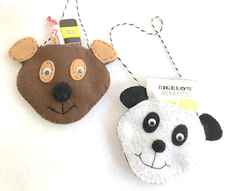 Felt Bear Gift Card Holder-Felt Pocket-Handmade Ornament-Panda Bear Gift-Reusable Packaging- Money Holder Pouch-Mother's Day-Christmas Gift