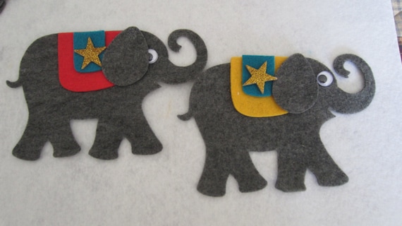 Elephant Shapes pack of 3 Die Cut Animal Craft Embellishments Felt Elephants 