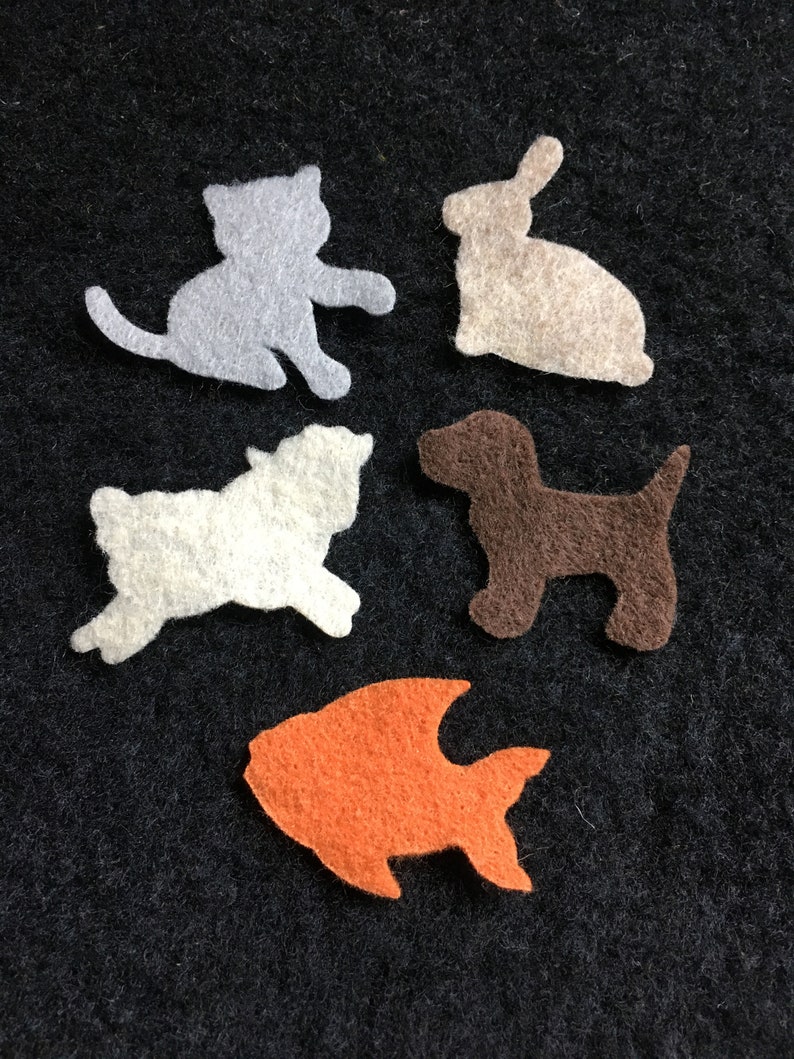 Pets-Mini Animal Felt Shapes-Party Favors-Fish Quiet Book Decorations-Bible Journaling-Planner-Embellishments-Iron On Applique-Felt Shapes