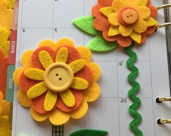 Felt Flower Shapes-DIY Flower Kits-Mothers Day Crafts- Flower Bookmark Kits-Felt Quiet Books-Bible Journal-Planners-Quilting-Card Making