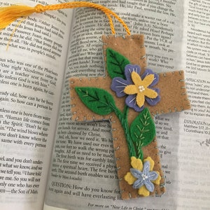 Felt Bookmark Crosses-Bible Journaling-Planner Accessory-Christian Women Gifts-Faith Inspired Gifts-Collage Art-Easter Gifts-Custom Bookmark image 3