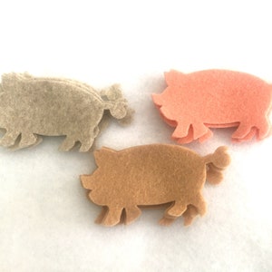 Pig Felt Cut Outs-Felt Pig Shapes-Die Cuts-Quiet Books-Farm Animals-Homestead Crafts- DIY Appliques -Pig Stuffy-Ornament-Creative Play